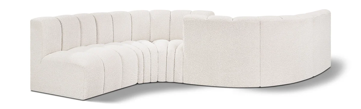 Arc - Boucle Fabric 6 Piece Modular Sofa - Cream