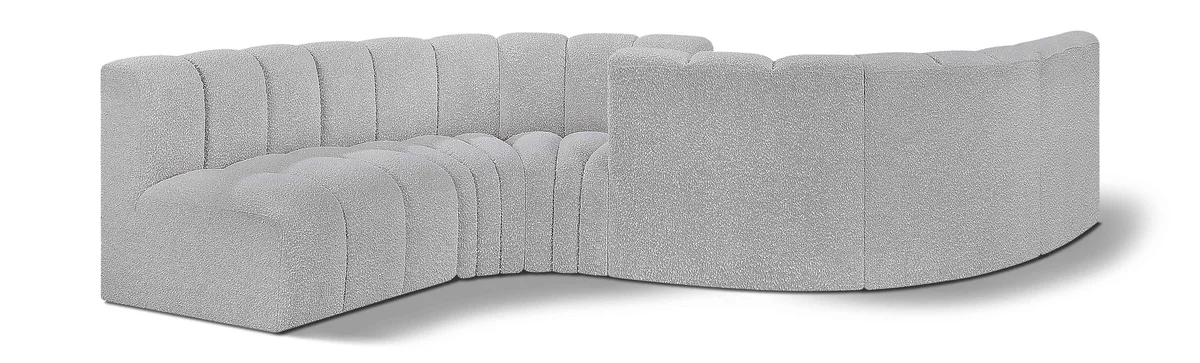 Arc - Boucle Fabric 6 Piece Modular Sofa - Gray