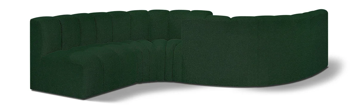 Arc - Boucle Fabric 6 Piece Modular Sofa - Green