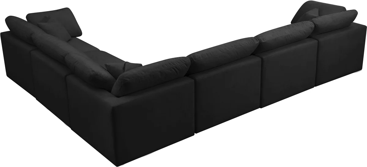 Plush - 6 Piece Modular Corner Sectional - Black