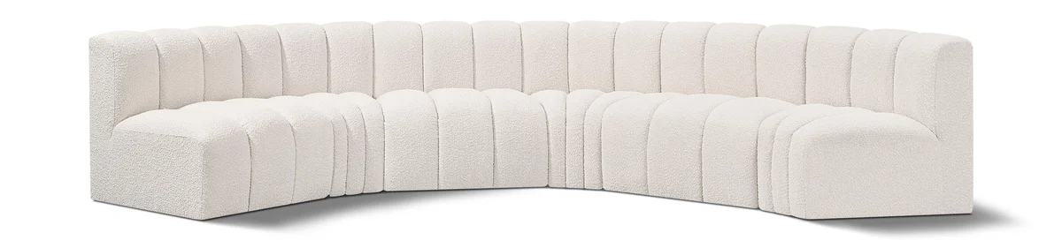 Arc - Boucle Fabric 6 Piece U-Shaped Modular Sofa - Cream