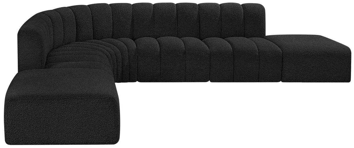 Arc - Boucle Fabric 7 Piece Corner Modular Sofa - Black - View 2