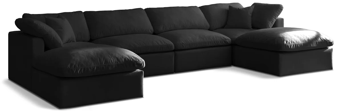 Plush - 6 Piece Modular Double Chaise Sectional - Black