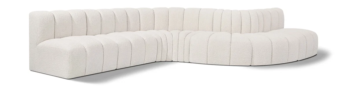Arc - Boucle Fabric 7 Piece Modular Sofa - Cream