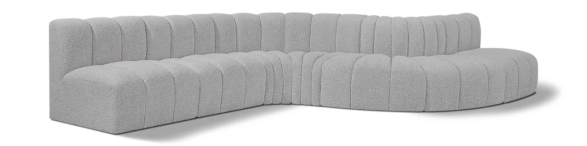 Arc - Boucle Fabric 7 Piece Modular Sofa - Gray