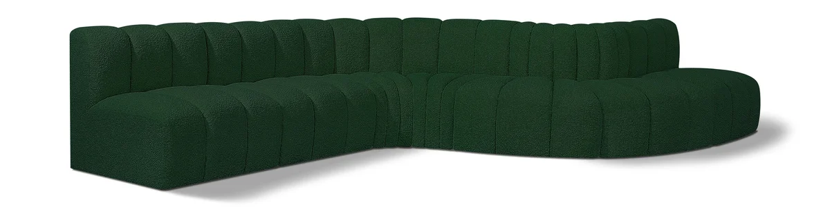 Arc - Boucle Fabric 7 Piece Modular Sofa - Green