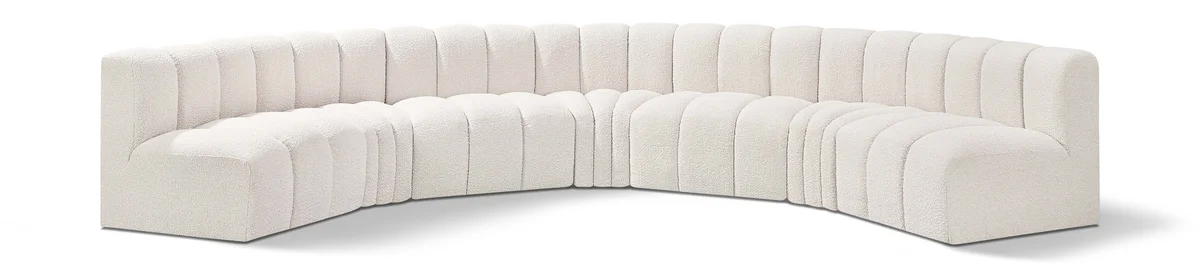 Arc - Boucle Fabric 7 Piece U-Shaped Modular Sofa - Cream