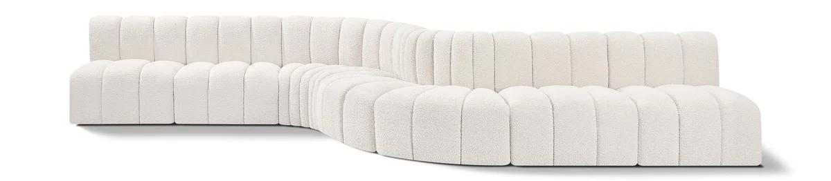 Arc - Boucle Fabric 8 Piece Curved Modular Sofa - Cream