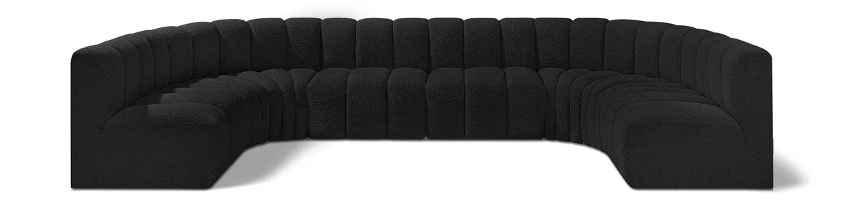 Arc - Boucle Fabric 8 Piece Modular Sofa - Black