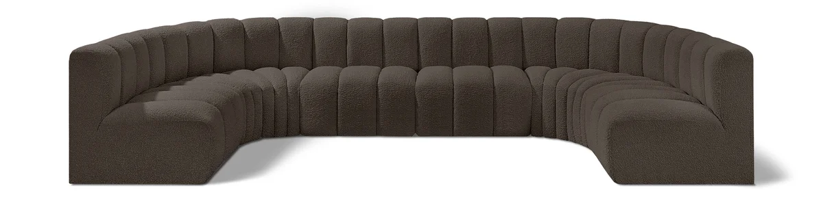 Arc - Boucle Fabric 8 Piece Modular Sofa - Brown