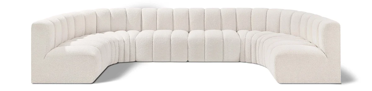Arc - Boucle Fabric 8 Piece Modular Sofa - Cream