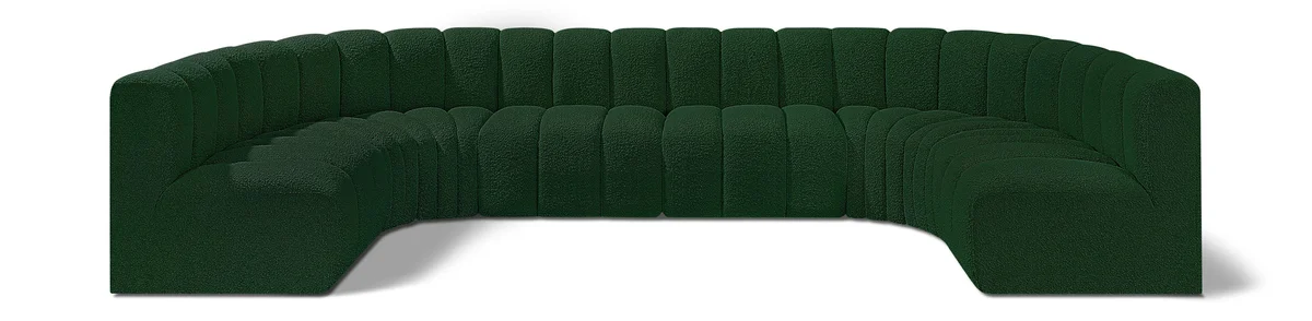 Arc - Boucle Fabric 8 Piece Modular Sofa - Green