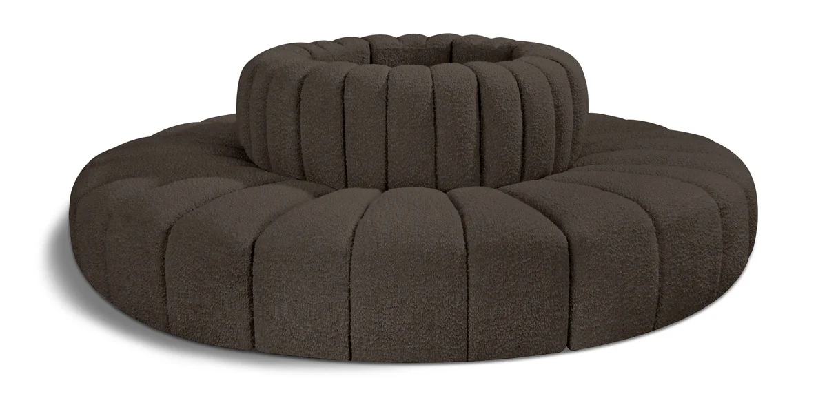 Arc - Boucle Fabric 8 Piece Round Modular Sofa - Brown