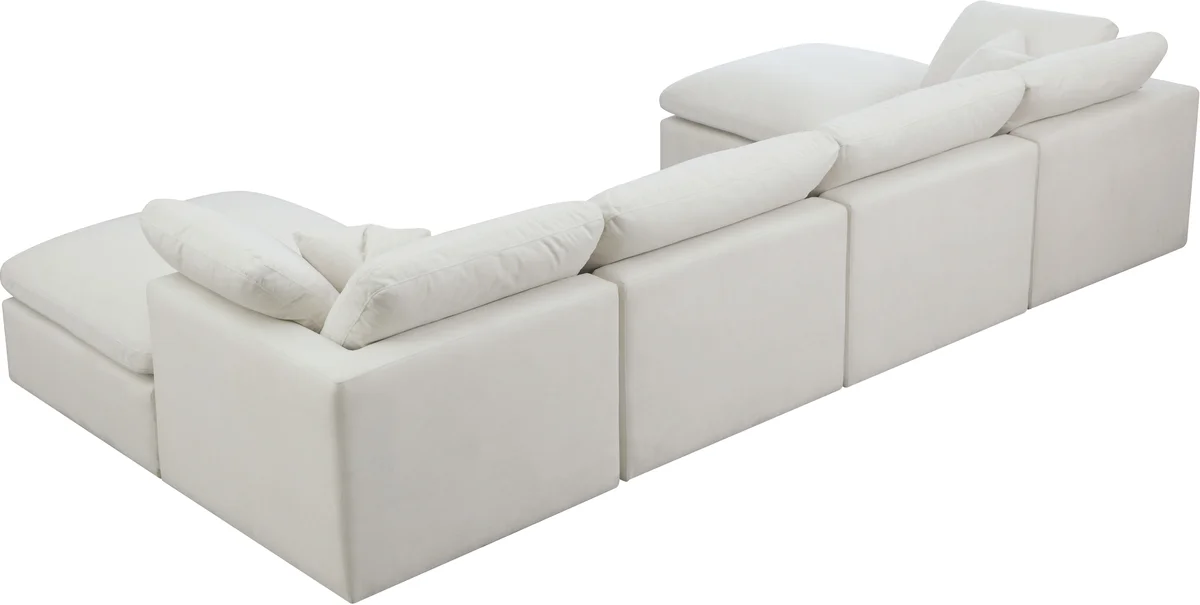 Plush - 6 Piece Modular Double Chaise Sectional - Cream