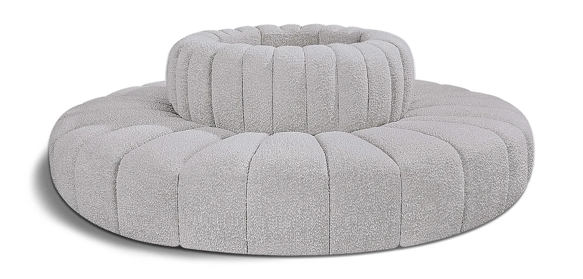 Arc - Boucle Fabric 8 Piece Round Modular Sofa - Gray