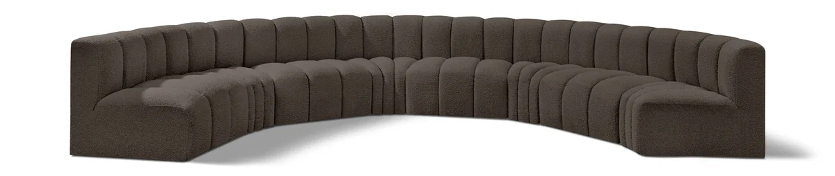 Arc - Boucle Fabric 8 Piece U-Shaped Modular Sofa - Brown