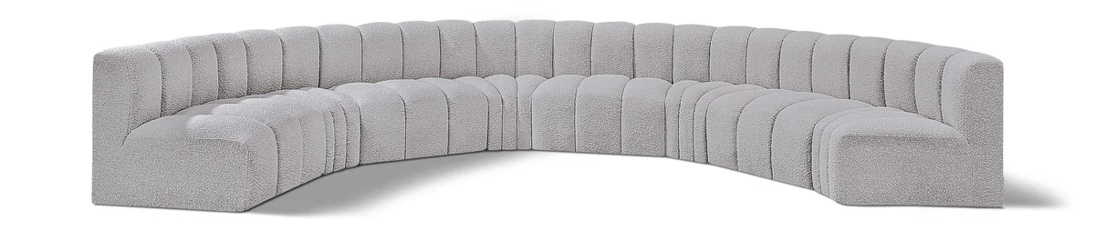 Arc - Boucle Fabric 8 Piece U-Shaped Modular Sofa - Gray
