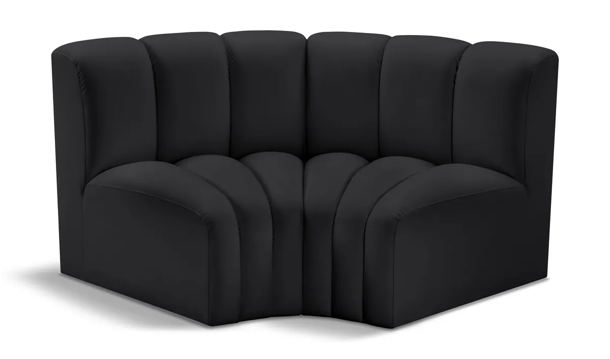 Arc - Faux Leather 2 Piece Modular Sofa - Black