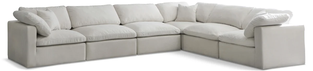 Plush - 6 Piece Modular Corner Sectional - Cream