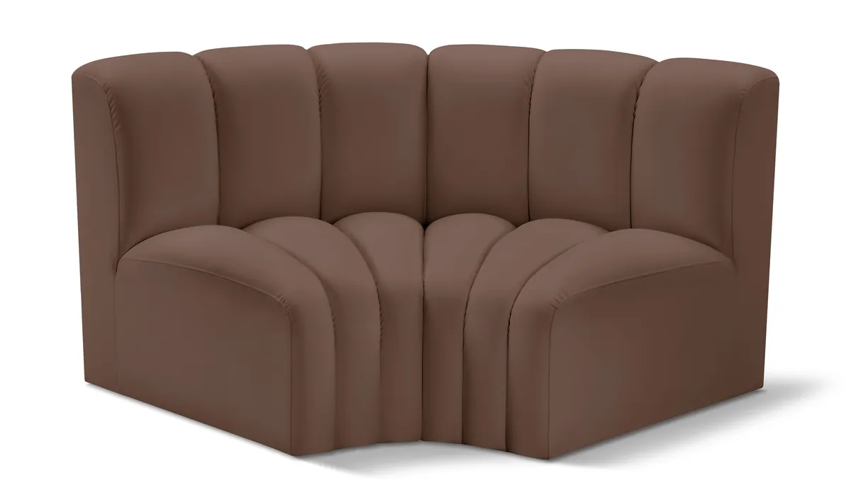 Arc - Faux Leather 2 Piece Modular Sofa - Brown