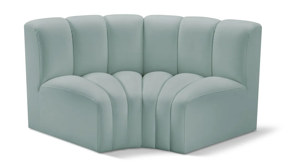 Arc - Faux Leather 2 Piece Modular Sofa - Mint Green