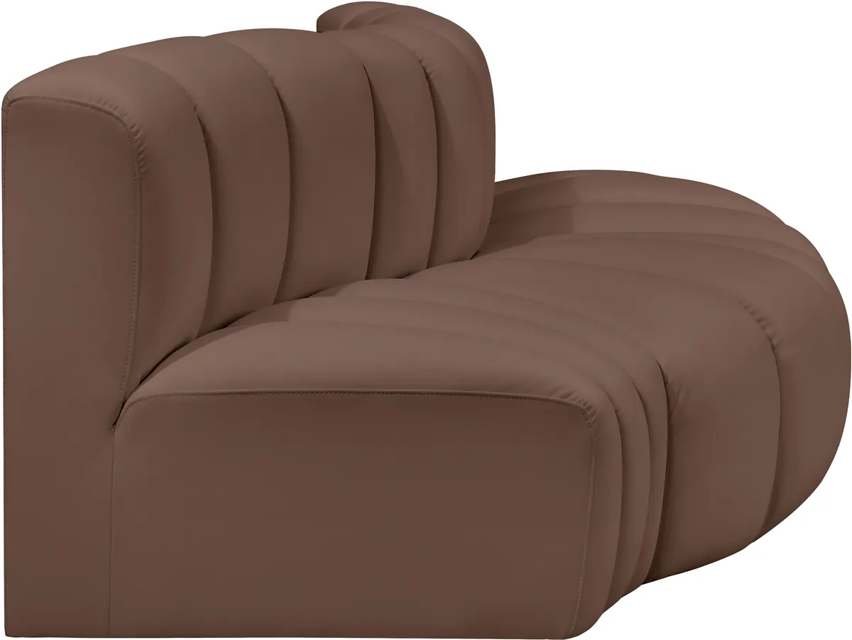 Arc - Faux Leather 3 Piece Modular Sofa - Brown - View 2