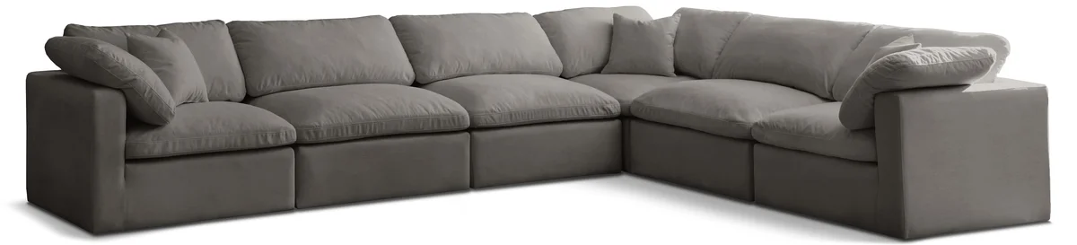 Plush - 6 Piece Modular Corner Sectional - Gray