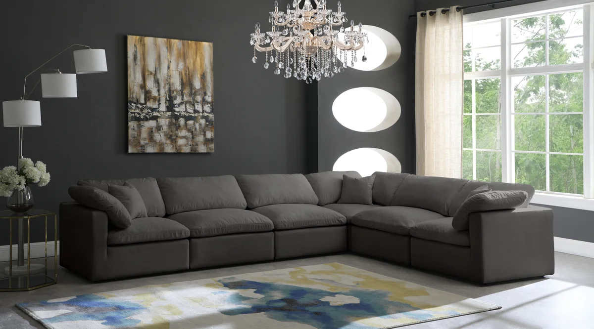 Plush - 6 Piece Modular Corner Sectional - Gray - View 2
