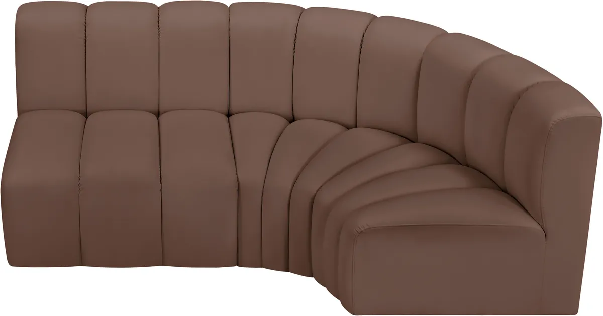 Arc - Faux Leather 3 Piece Sofa - Brown - View 2