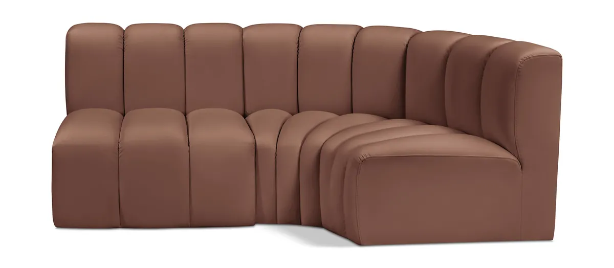 Arc - Faux Leather 3 Piece Sofa - Cognac