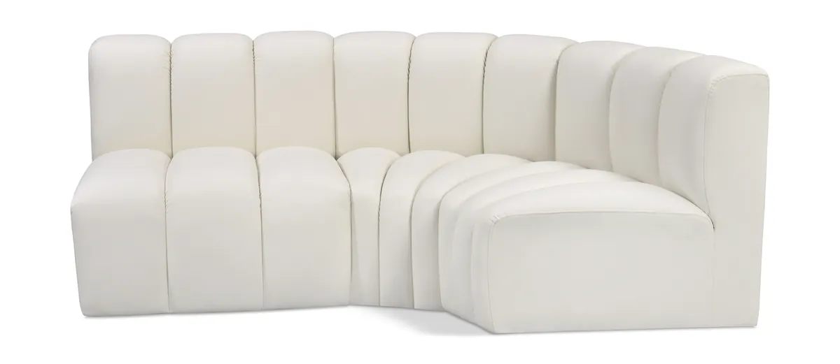 Arc - Faux Leather 3 Piece Sofa - Cream