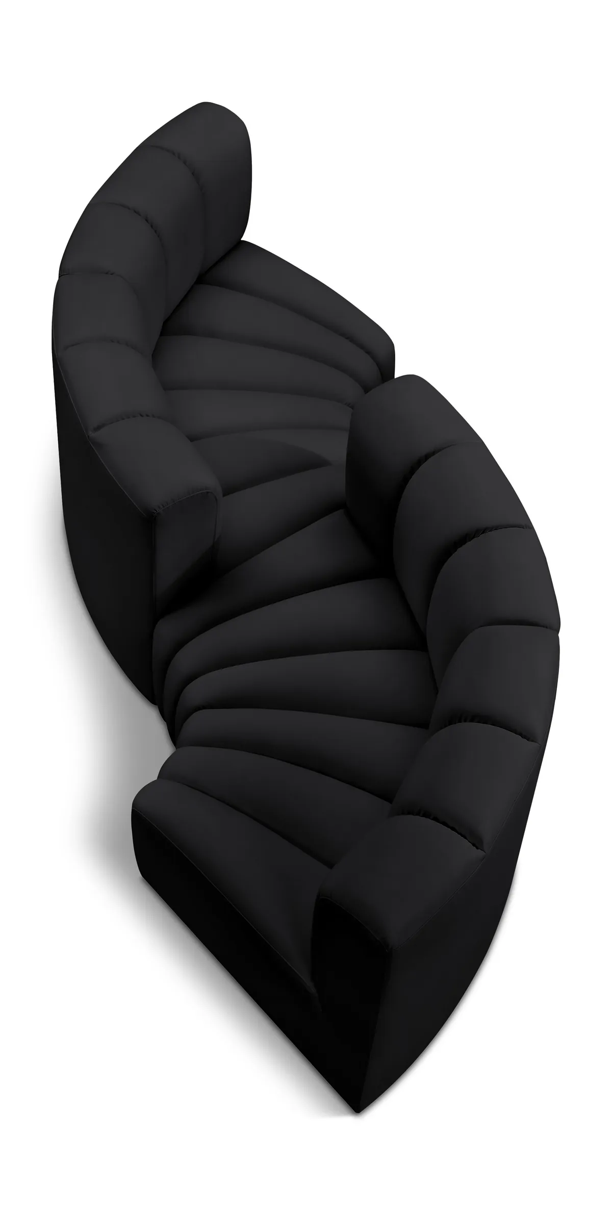 Arc - Faux Leather 4 Piece Curved Modular Sofa - Black