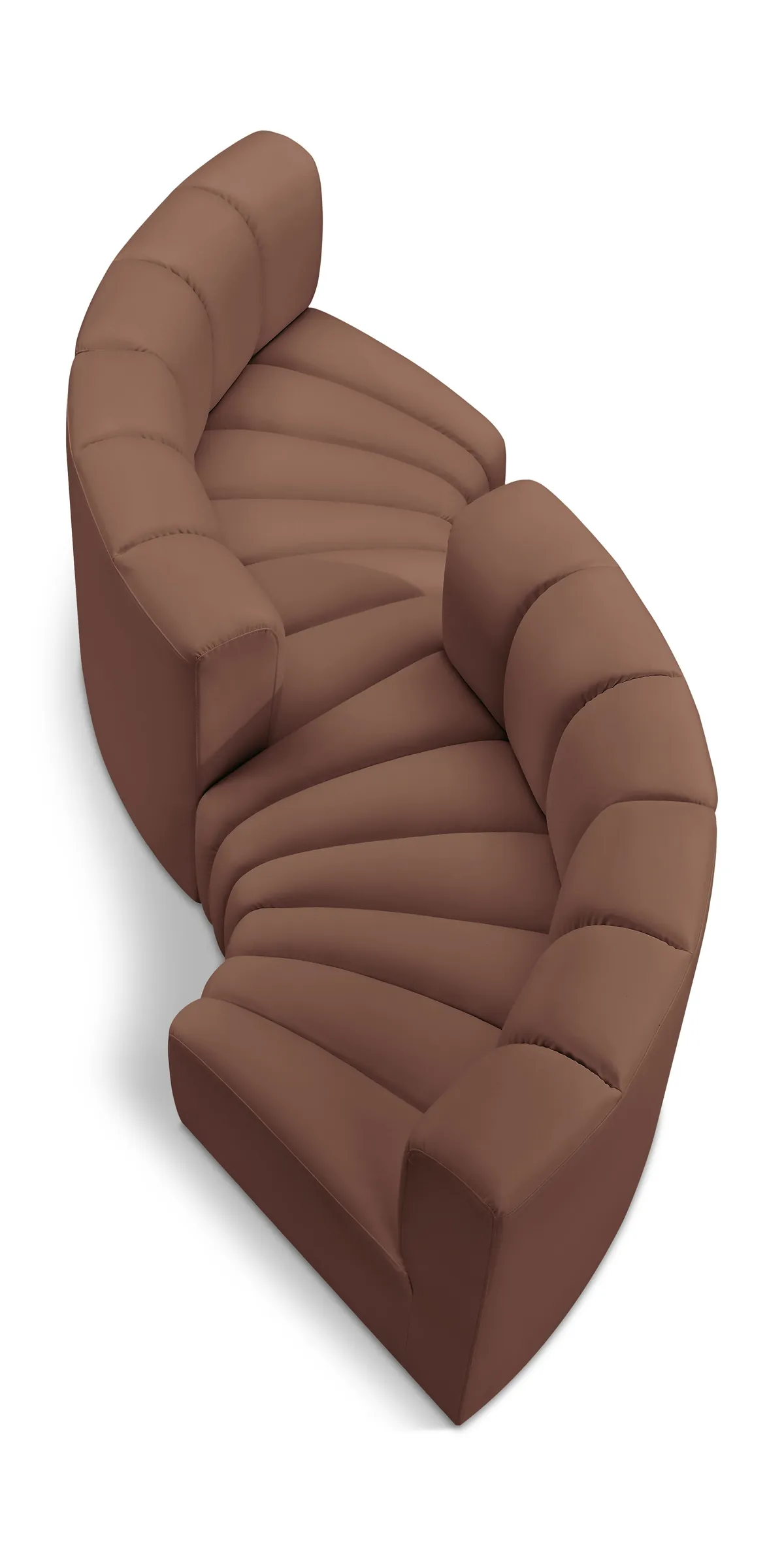 Arc - Faux Leather 4 Piece Curved Modular Sofa - Cognac