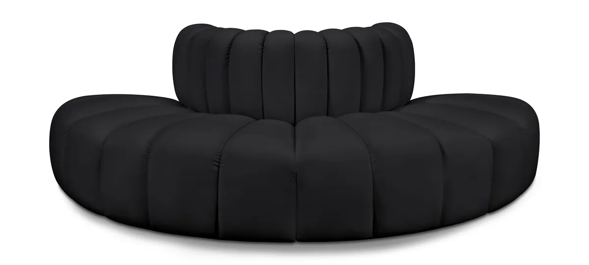 Arc - Faux Leather 4 Piece Modular Sofa - Black
