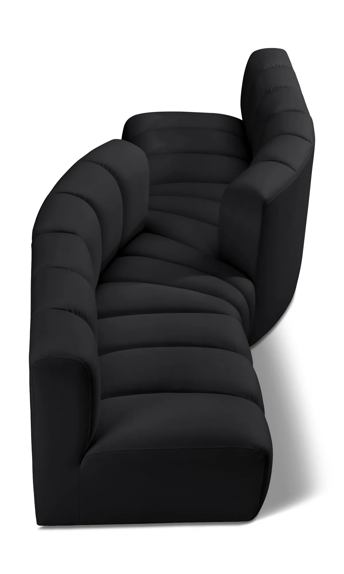 Arc - Faux Leather 4 Piece Sofa - Black