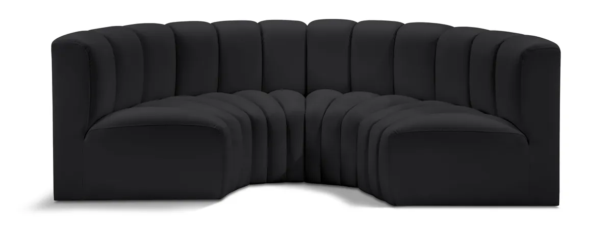 Arc - Faux Leather 4 Piece U-Shaped Modular Sofa - Black