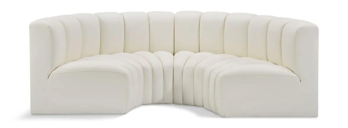 Arc - Faux Leather 4 Piece U-Shaped Modular Sofa - Cream