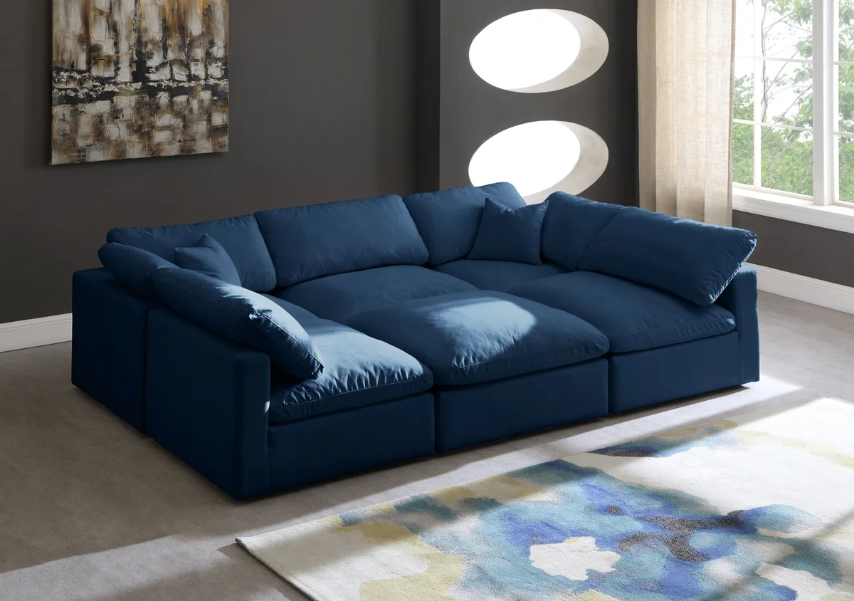 Plush - 6 Piece Modular Sectional - Navy - View 2