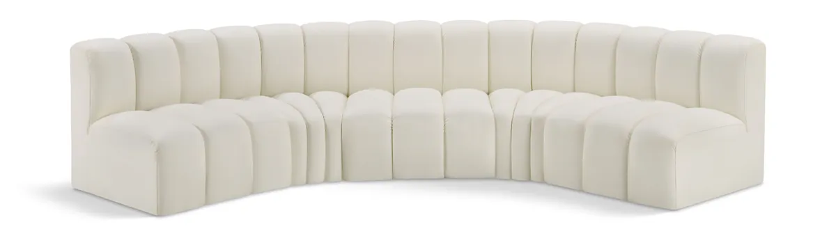 Arc - Faux Leather 5 Piece U-Shaped Modular Sofa - Cream