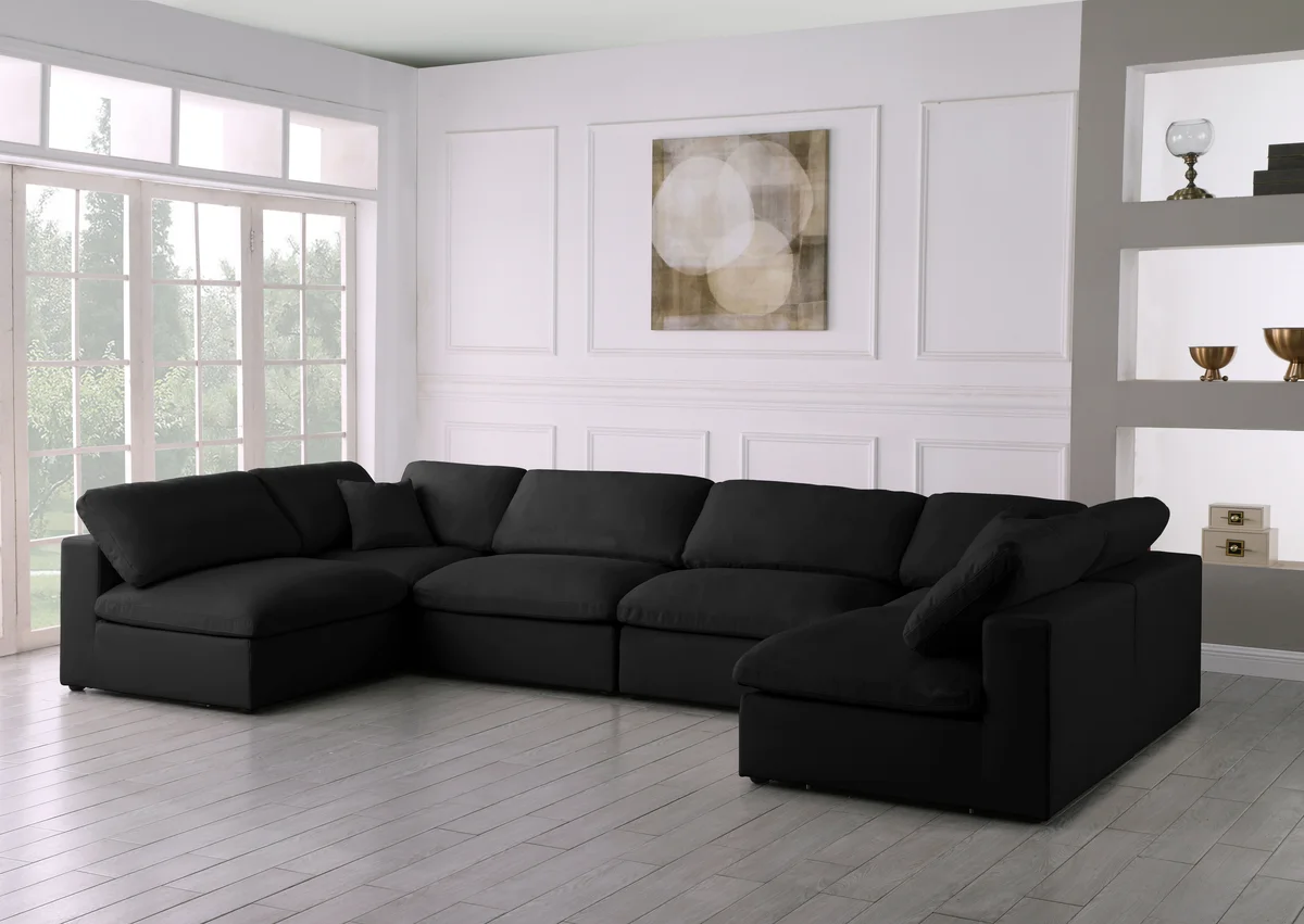 Plush - 6 Piece Modular U-Shaped Sectional - Black - View 2