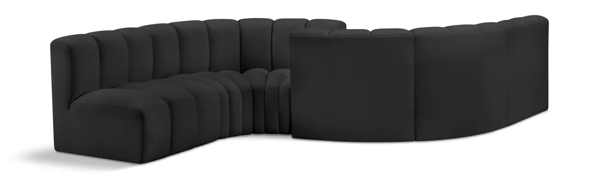 Arc - Faux Leather 6 Piece Modular Sofa - Black