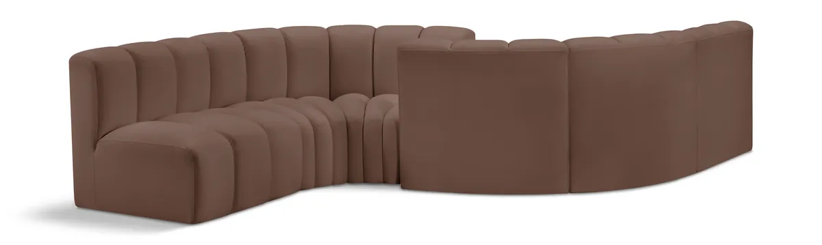 Arc - Faux Leather 6 Piece Modular Sofa - Brown