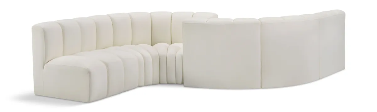 Arc - Faux Leather 6 Piece Modular Sofa - Cream