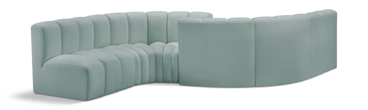 Arc - Faux Leather 6 Piece Modular Sofa - Mint Green