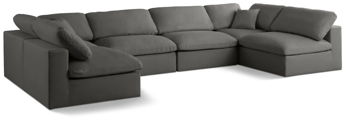 Plush - 6 Piece Modular U-Shaped Sectional - Gray