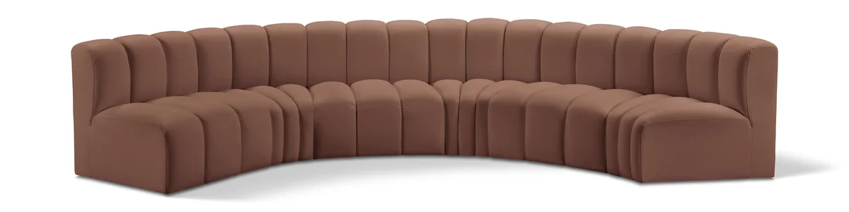 Arc - Faux Leather 6 Piece U-Shaped Modular Sofa - Cognac