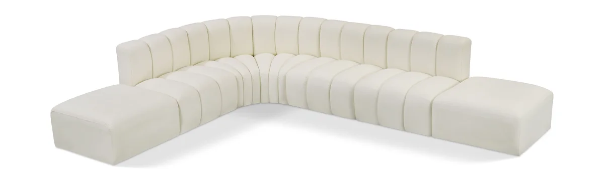 Arc - Faux Leather 7 Piece Corner Modular Sofa - Cream