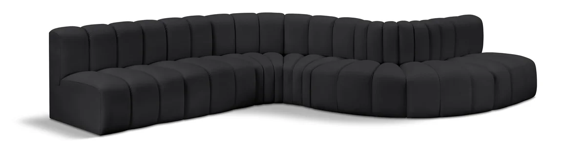 Arc - Faux Leather 7 Piece Modular Sofa - Black