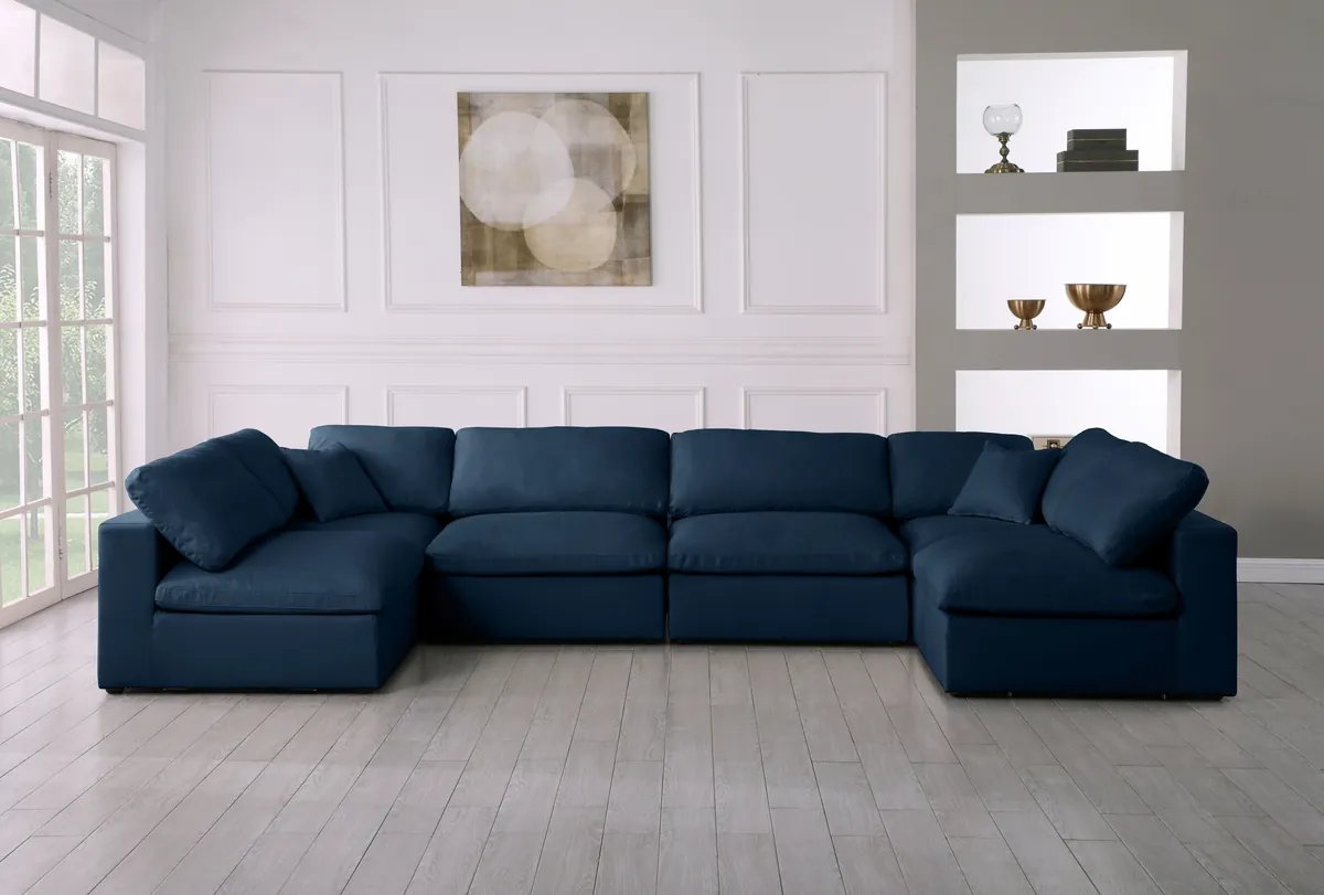 Plush - 6 Piece Modular U-Shaped Sectional - Navy