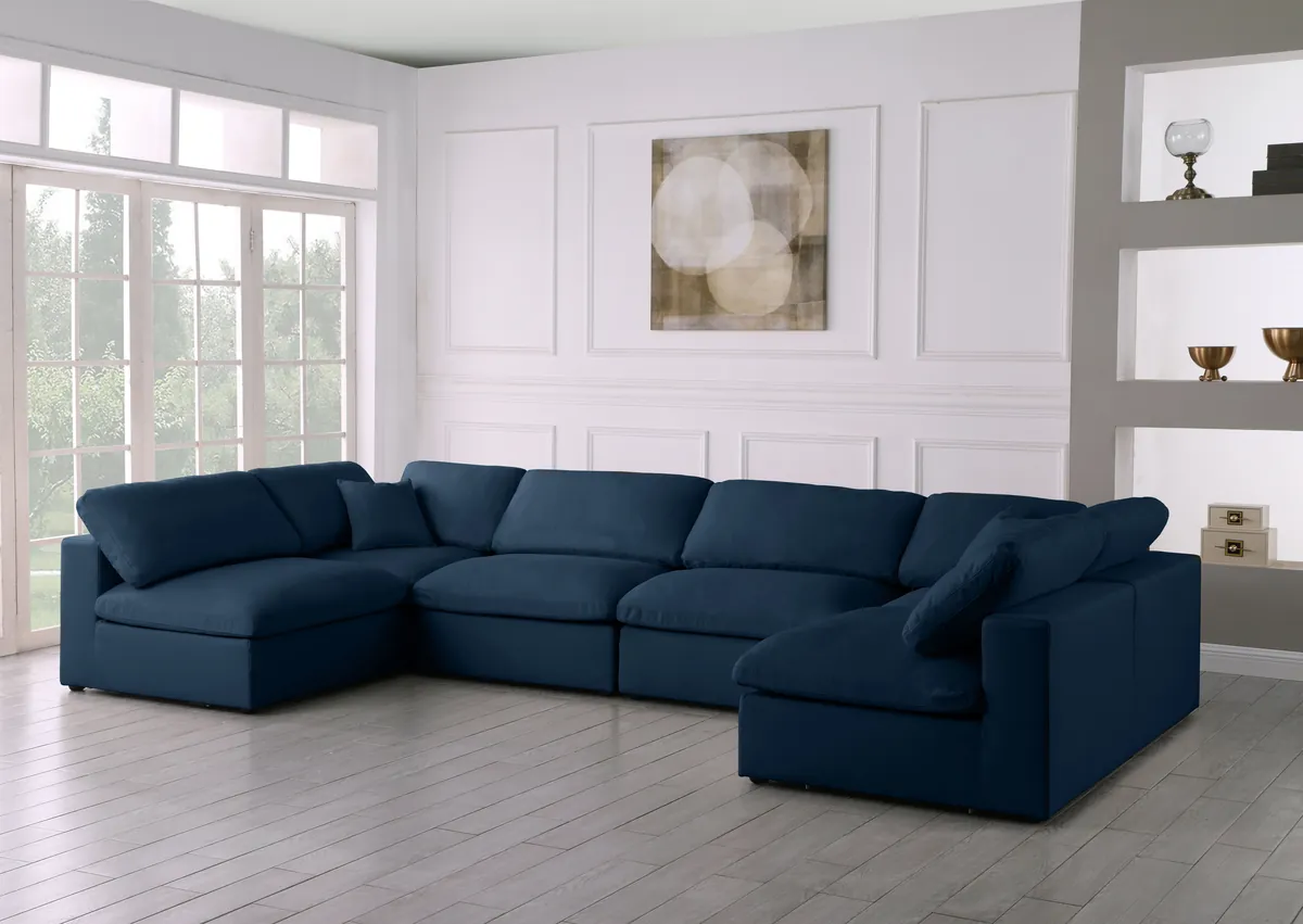 Plush - 6 Piece Modular U-Shaped Sectional - Navy - View 2